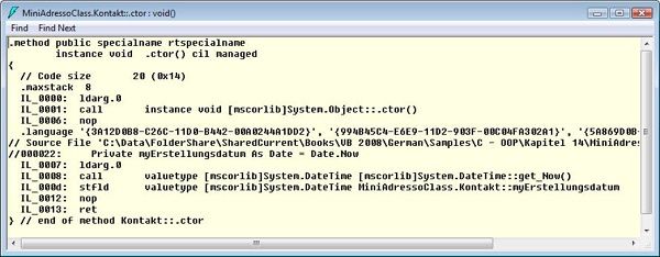 Der disassemblierte IML-Code des Standardkonstruktors