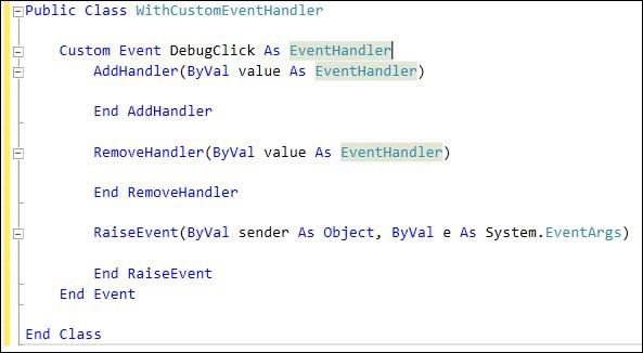Nachdem Sie die Custom Event-Zeile eingefügt haben, drücken Sie . Der Visual Basic-Editor erledigt den Rest.