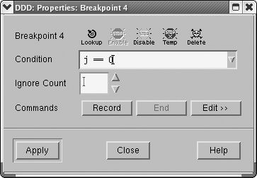 Imposing a condition on a breakpoint in DDD