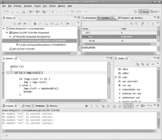 Inspecting a struct field in Eclipse