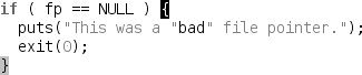 Syntax highlighting reveals a common error.