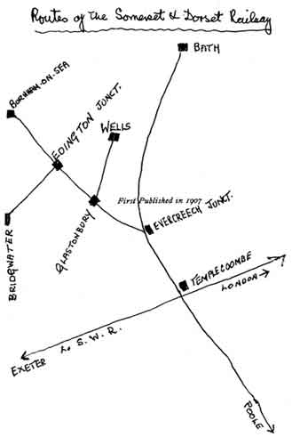 Hand drawn map of railway routes