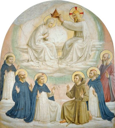 Beato Angelico (1395-1455), Incoronazione della Vergine. (Tommaso d’Aquino è il primo a sinistra). Firenze, Museo San Marco