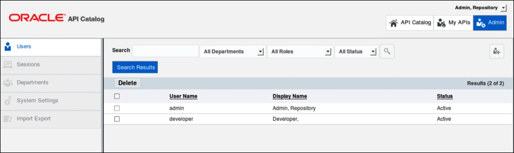 The OAC web console