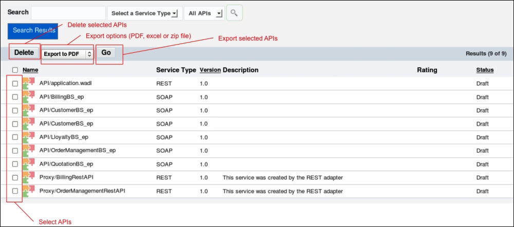 Using the OAC console to discover APIs