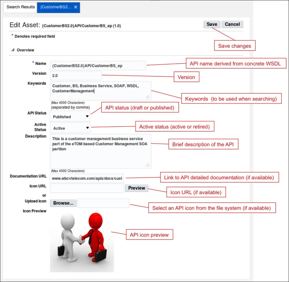 Viewing and editing API metadata