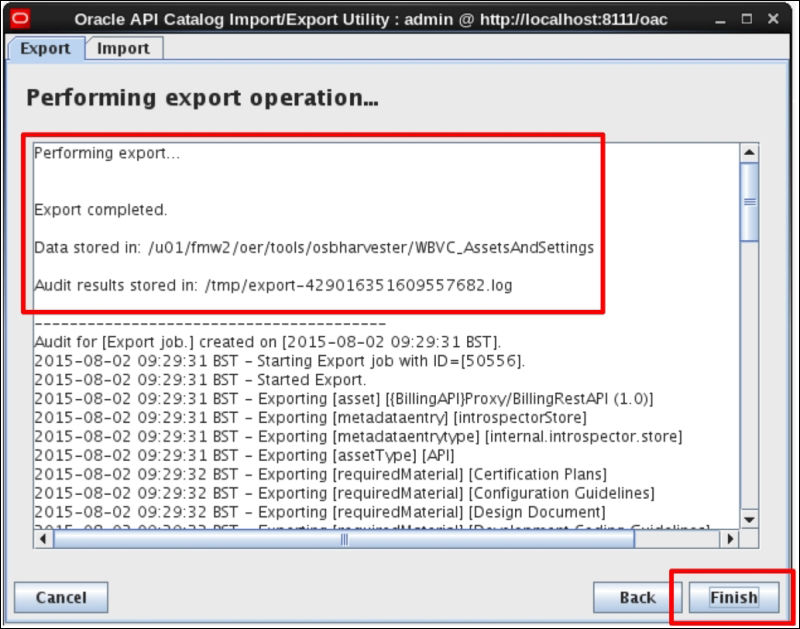 Exporting assets using the Import/Export utility