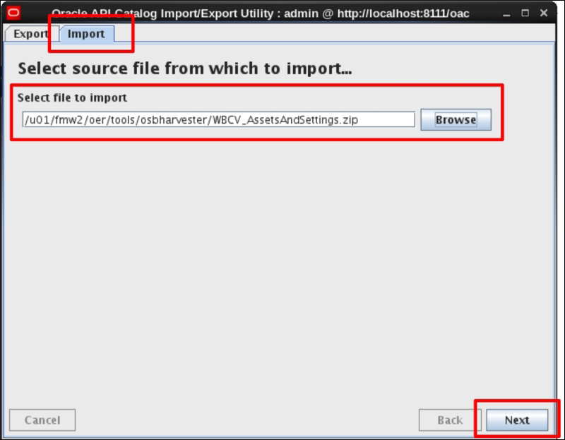 Importing assets using the Import/Export utility