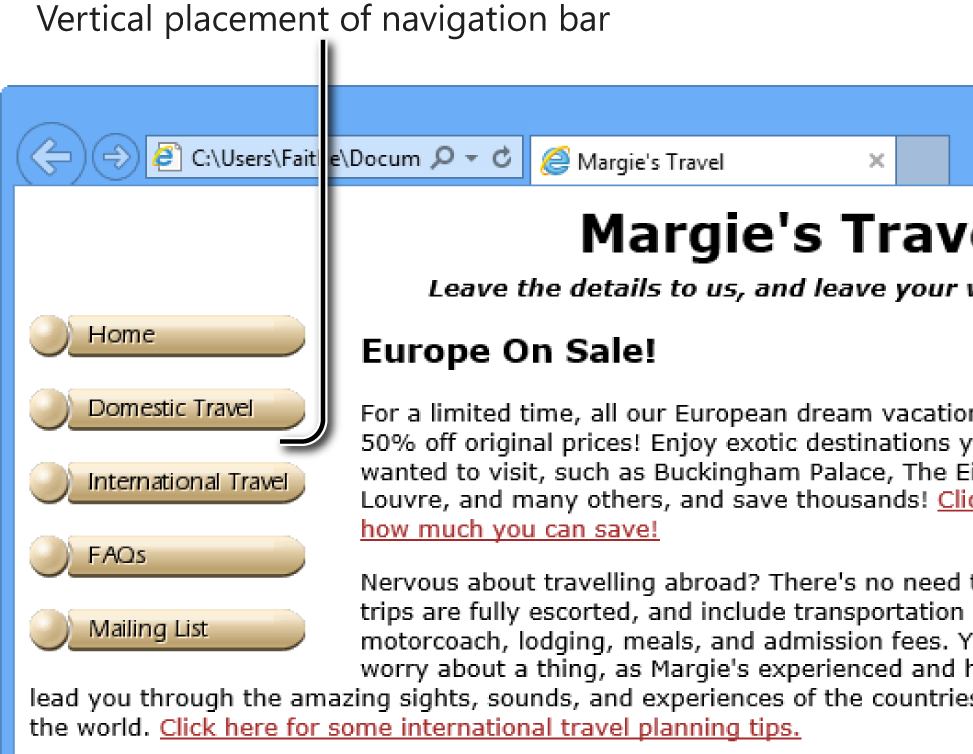 A vertical navigation bar example.