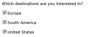 Check boxes allow users to make multiple independent selections.