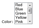 A menu list with a size greater than 1 appears as a scrolling list box.