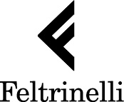 Logo Feltrinelli Editore. Effe triangolare di colore nero.