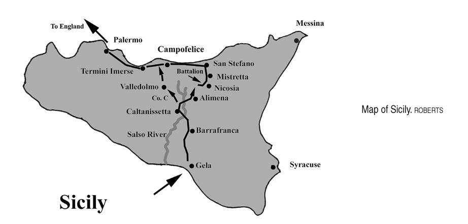 Map of Sicily. ROBERTS