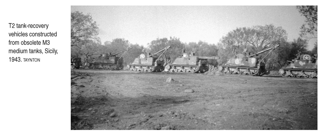 T2 tank-recovery vehicles constructed from obsolete M3 medium tanks, Sicily, 1943. TAYNTON