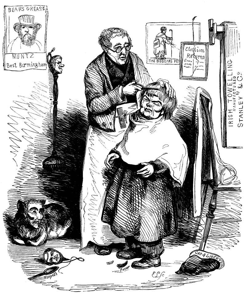 A man gives a smaller man a haircut.