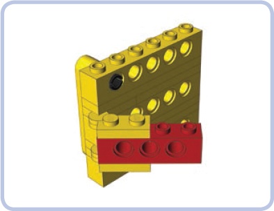 Two reinforced hinge plates secure the red Technic brick while allowing it to be set at any angle.