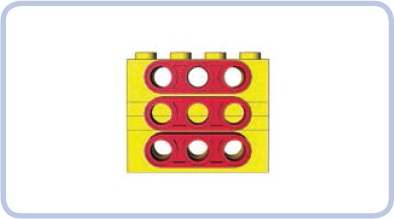 As these superimposed images show, the combination of bricks and plates (yellow) not only allows for fewer pin holes than the combination of studless beams (red)—six as compared to nine—but also takes up significantly more space.