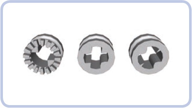 Half bushes with semireduced axle holes: the toothed half bush and two forms of the smooth half bush