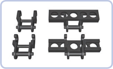 The chain link (left) is similar to the LEGO track link (right) and can be combined with it. To learn more about tracks, see .