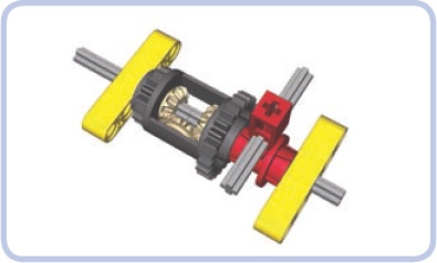 With the other LEGO differential variant, things are simpler: Each side of its housing can be engaged directly by a transmission driving ring, thus locking it to one of the outputs and efficiently disabling the differential.