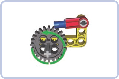 A simple pawl (red) securing a 24-tooth ratchet (grey). The ratchet is free to rotate counterclockwise, as indicated by the green arrow, but the moment it starts rotating clockwise, the pawl will lock itself against the nearest tooth (although it’s still possible to unlock it by hand).