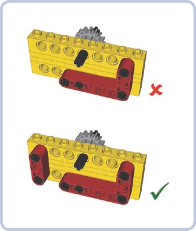 The L-shaped beam alone is not enough to create a rigid connection because it has only one point of attachment to the upper brick.