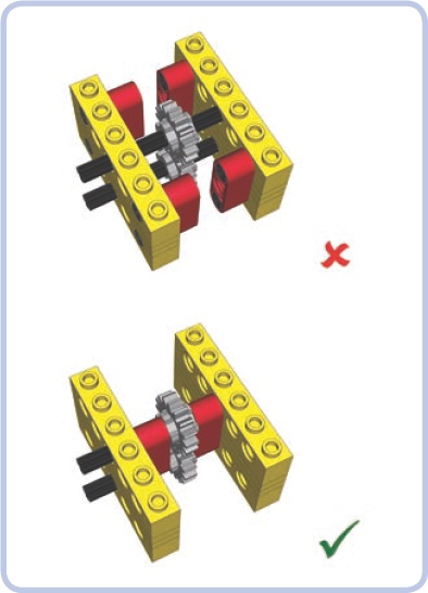 Empty space on the axles adjacent to the gears allows them to slide or enables the whole axle to bend. This empty space should be used for reinforcement.