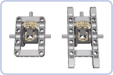 The studless frame comes in a regular (left) and an extended (right) variant. Both create a perfectly rigid reinforcement for the newest type of LEGO differential.