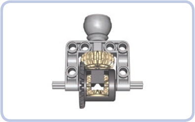 The larger part of the ball joint comes with an attached c-shaped frame, large enough to house the newest type of LEGO differential.