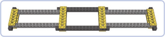 A simple studfull chassis combining bricks, pins, and plates