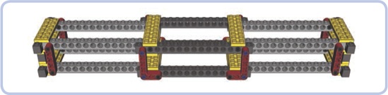 A typical studfull body frame, reinforced with vertical beams. This kind of frame works well for big, heavy models where rigidity is of primary importance.