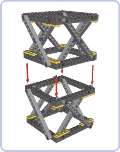 The Brown module is shown here combined into space modules that can be stacked on top of one another. This arrangement allows you to easily adjust the height of the resulting structure.