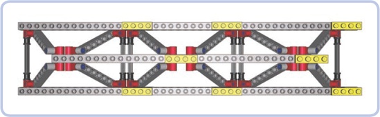 Top view of the triangular Warren truss