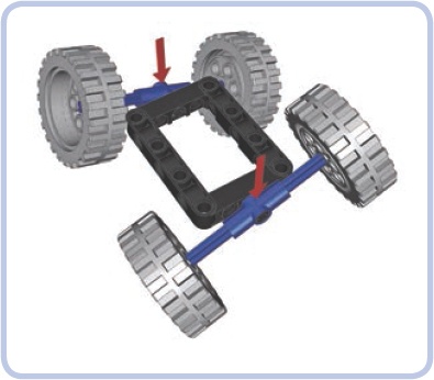 It’s possible to build chassis with just two fulcrums, like this one with two suspended axles, but the chassis will need elastic elements supporting it against the axles to prevent it from falling to the side.