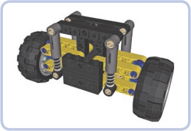 Independent suspension with four shock absorbers supporting the chassis against the suspension arms