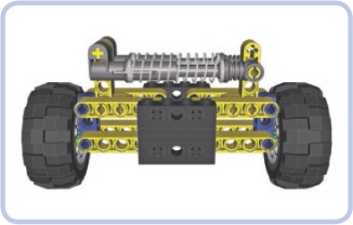 A suspension with shock absorbers supporting the suspension arms against each other (left and right). This solution will keep the chassis stable, but the suspension will become dependent.