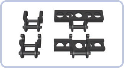 Regular LEGO chain links (left) and older-type track links (right). The older track links are just modified chain links.