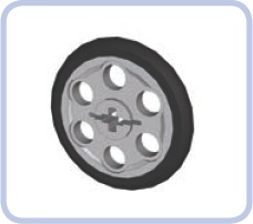 A belt wheel with a tire. The tire is solid rubber and very easy to put on and take off.