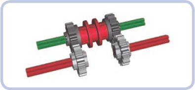 A synchronized distribution transmission with two outputs