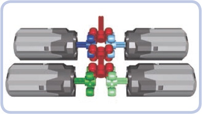 These four motors are hard-coupled with knobs, making them more torque resistant than differentials.