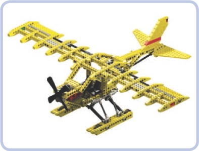 The LEGO 8855 Prop Plane set is a fairly typical example of a Technic plane. It has no motors and just basic functions, with parts such as ailerons and elevators controlled by a single yoke.