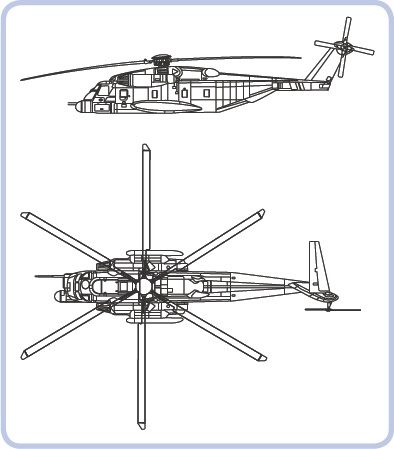 The Sikorsky MH-53 Pave Low is a massive military transport helicopter. Its six-bladed main rotor helps to handle its weight, which can reach 21 tons when the chopper fully loaded.