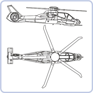 The Boeing Sikorsky RAH-66 Comanche was designed to be an advanced reconnaissance and attack helicopter. It used a fantail instead of a typical rear rotor, and the complex shape of its hull resulted from incorporating stealth technologies.