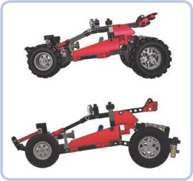 Side view of the same model with central perspective (top) and without central perspective (bottom)