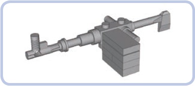 The commander’s gun from my Leopard 2A4 tank model was built with nine pieces total, including minifigures’ utensils, a few plates, and a tile.