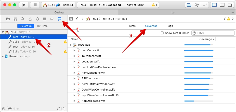 Code coverage in Xcode
