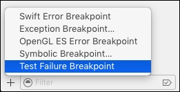 Breakpoint that breaks on test failure