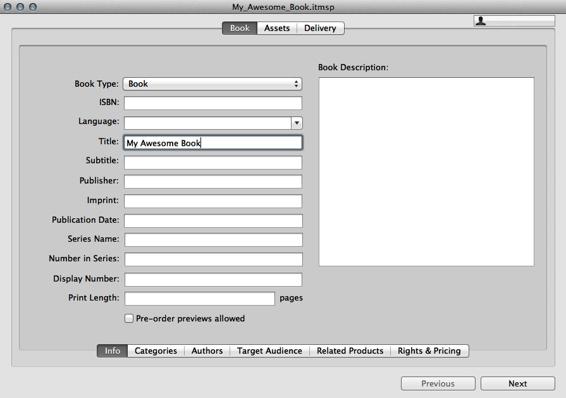 Use iTunes Producer to enter metadata and load additional assets, such as your sample book.