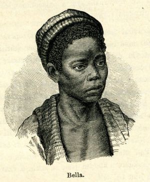 Botswanská dívenka Bella, kterou Emil Holub přivezl ze své první africké cesty. Ilustrace z prvního vydání cestopisu Sedm let v jižní Africe (1880-81) - Foto: Licence Public Domain, volné dílo