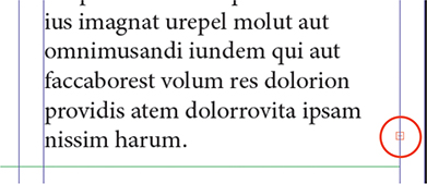 Overset Text is depicted with the help of a portion of a text frame. The out port of the text frame shows a red plus sign indicating the text is overset.